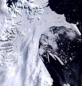 Larson B Ice Shelf collapse in 2002.  (Science Daily, Oct. 16, 2006)