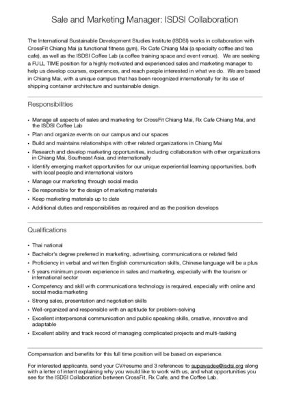Sales and Marketing Manager ISDSI Collaboration - ISDSI