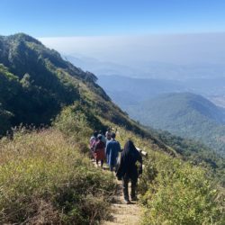 Hiking above the hills on Doi Inthanon, Thailand's tallest mountain